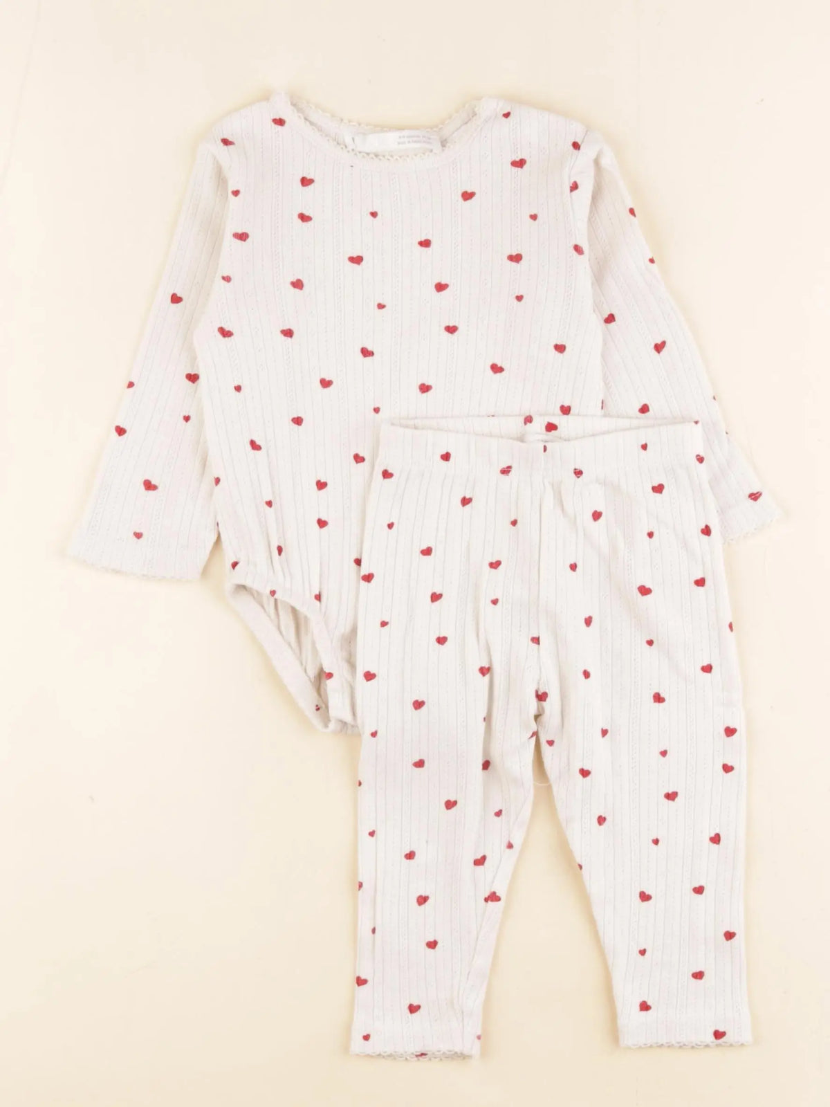 Zara - ensemble blanc, rouge - 6/9 mois