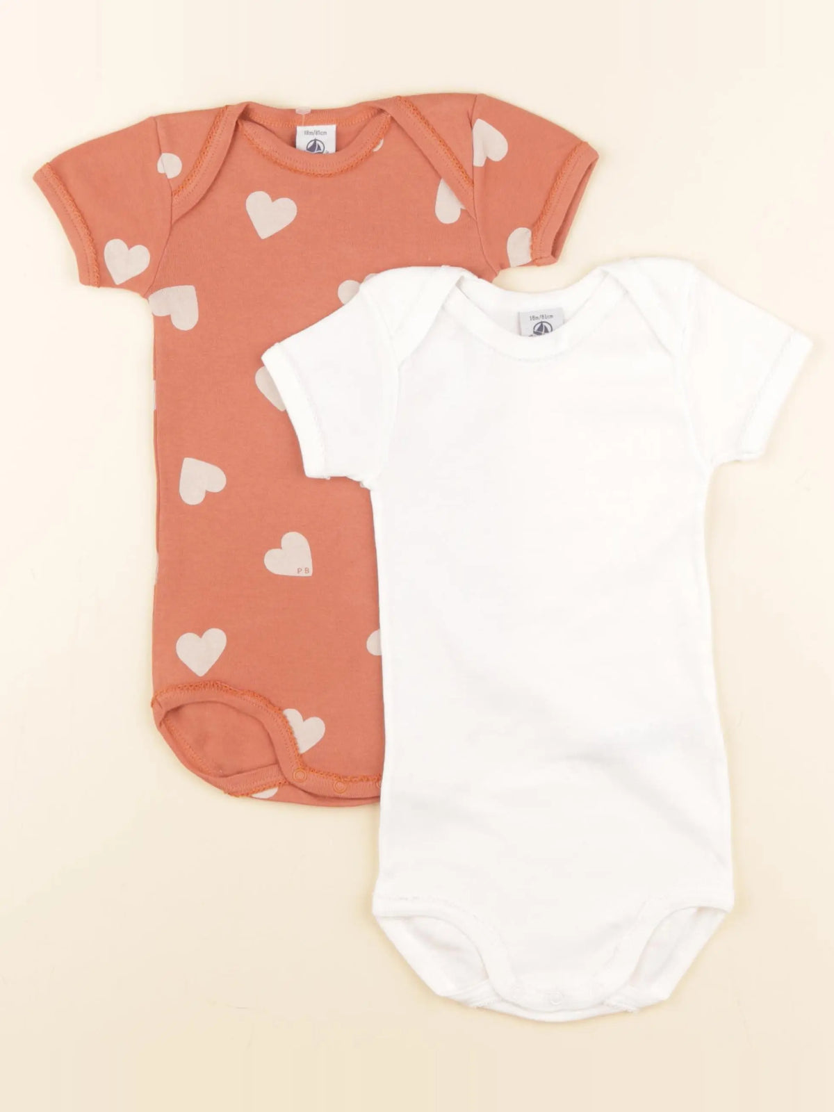 Petit Bateau - lot de 2 bodies en coton blanc - 18 mois