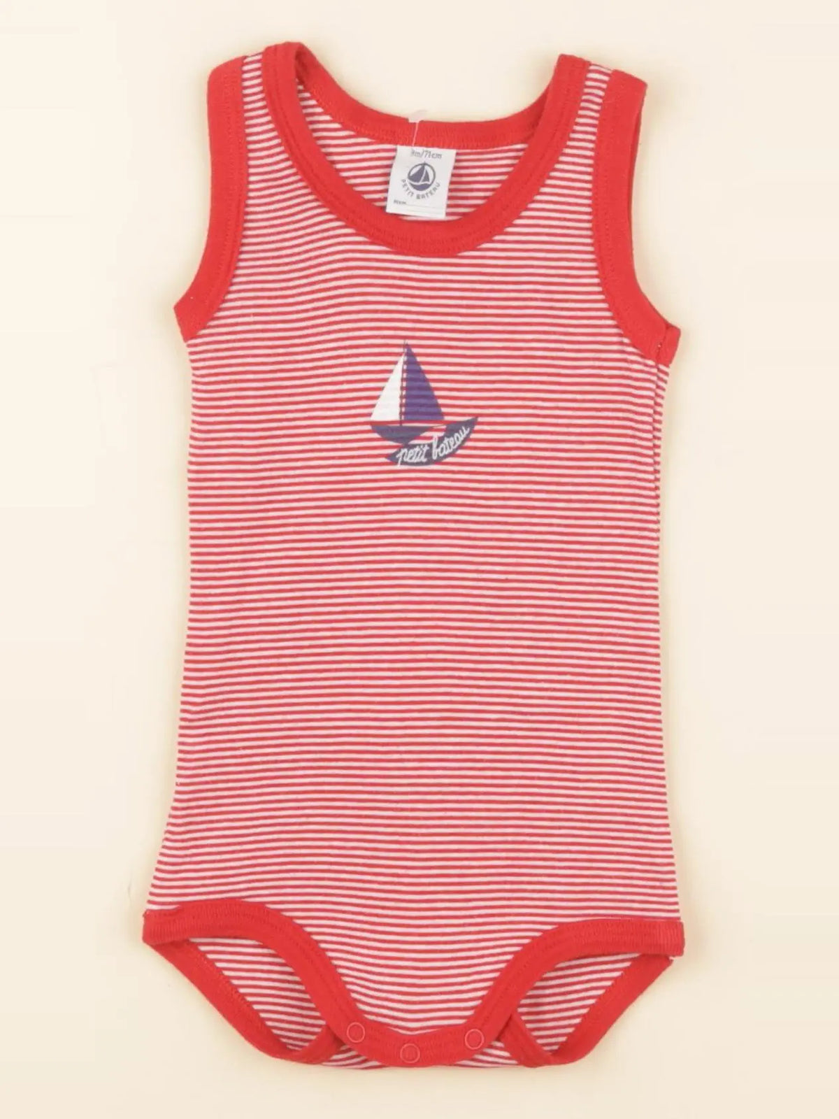 Petit Bateau - body rouge - 9 mois