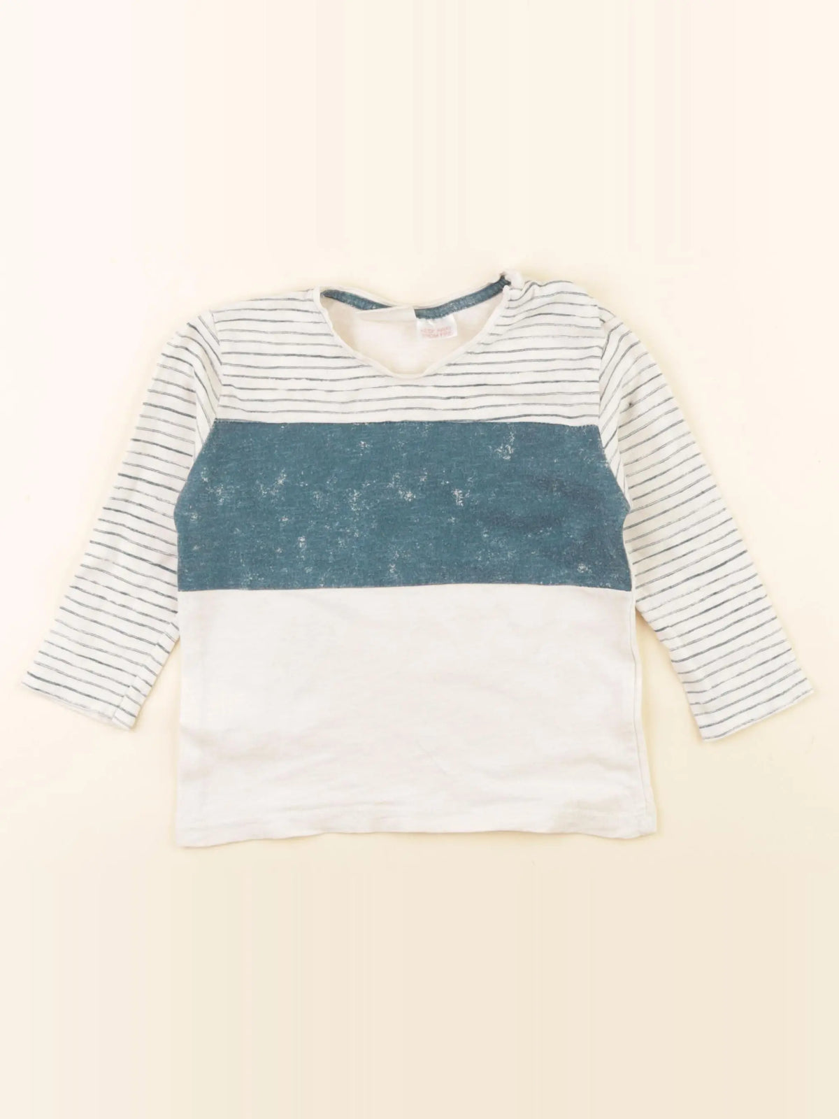 Zara - tee-shirt vert, beige - 6/9 mois