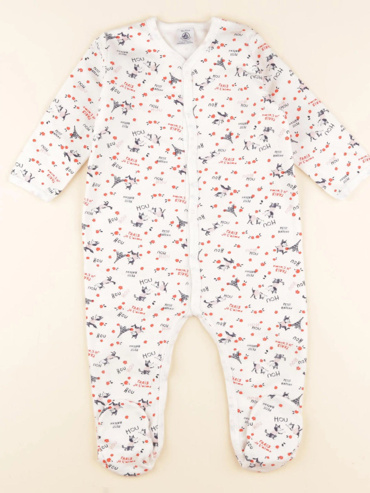 Petit Bateau - pyjama coton blanc - 18 mois