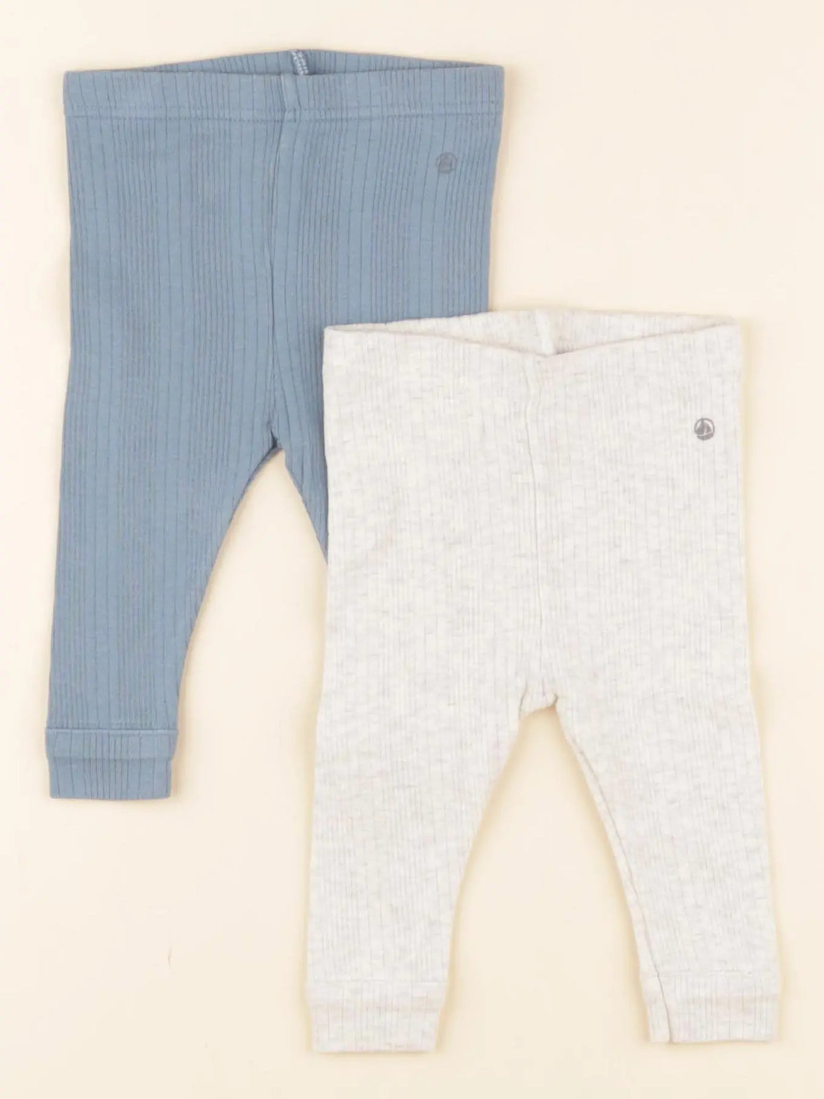 Petit Bateau - lot de 2 leggings bleu, blanc - 3 mois