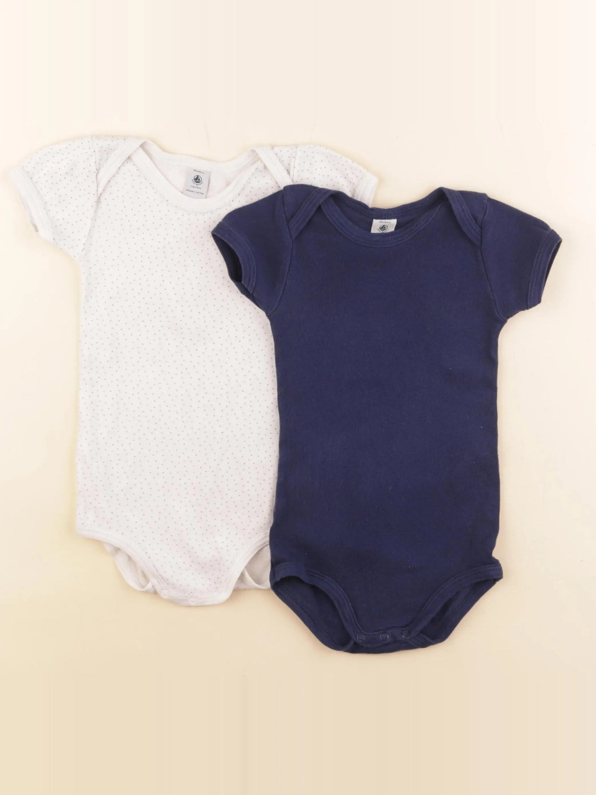 Petit Bateau - lot de 2 bodies en coton bleu, blanc - 18 mois
