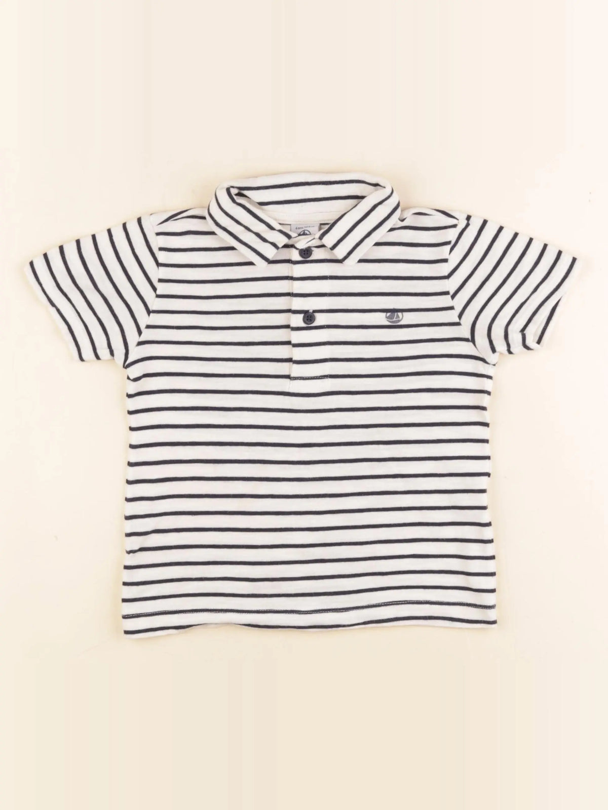 Petit Bateau - polo blanc, noir - 10 ans