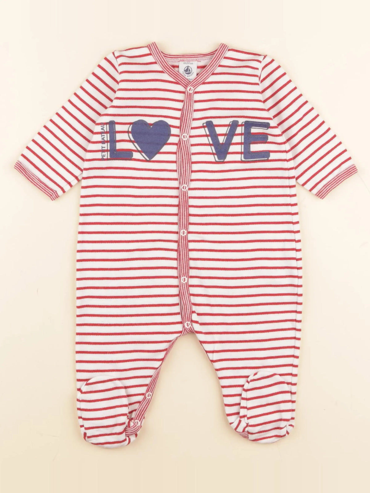 Petit Bateau - pyjama coton rouge - 6 mois