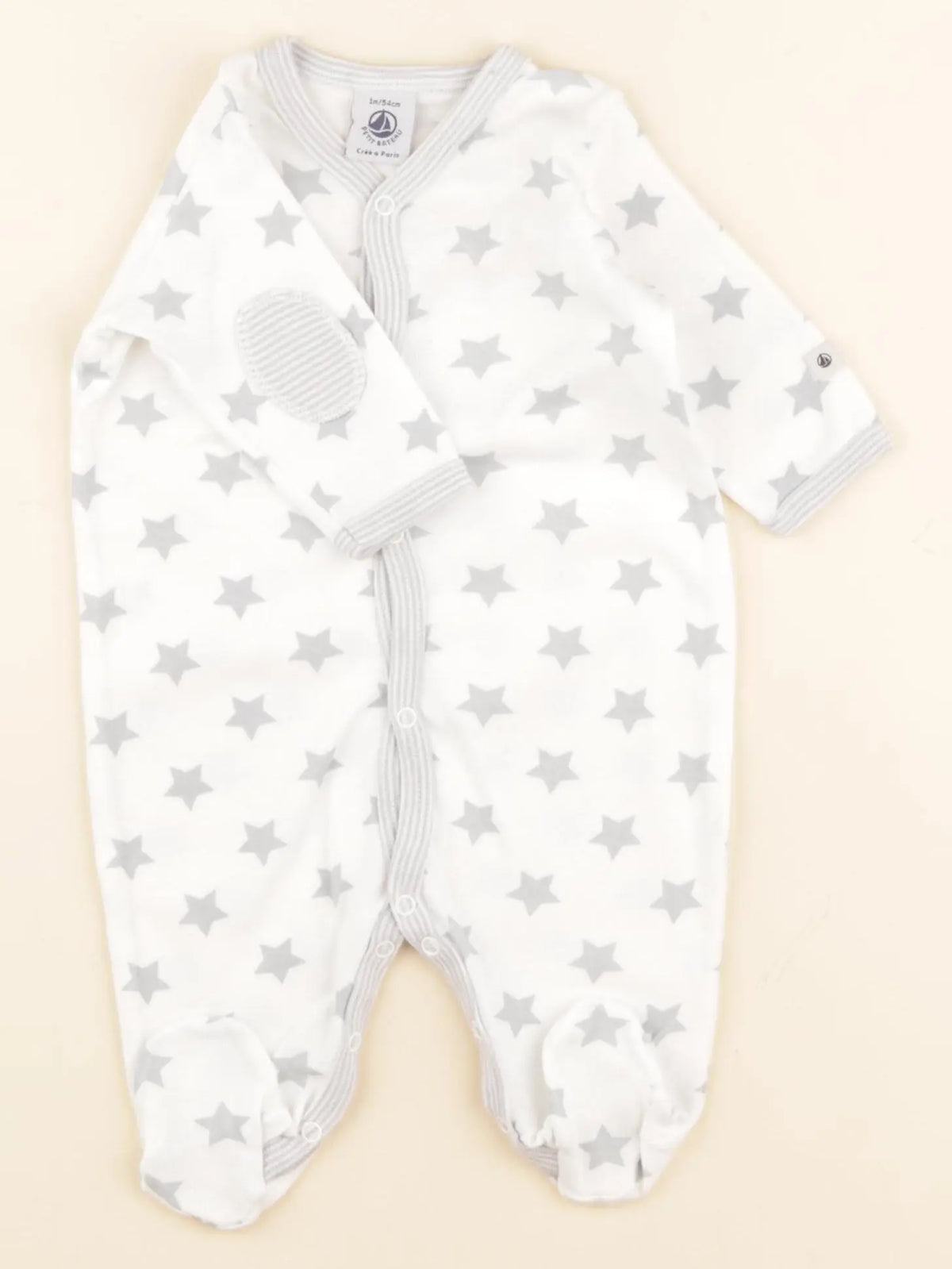 Petit Bateau - pyjama coton blanc - 1 mois