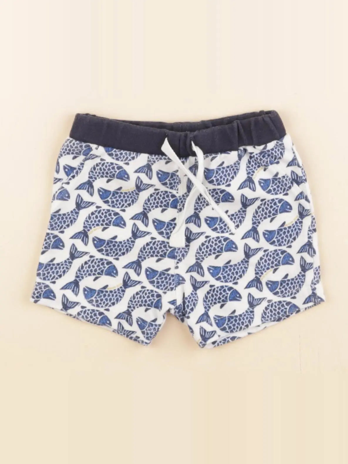 Petit Bateau - short bleu, blanc - 6 mois