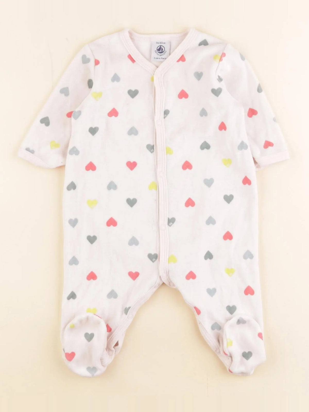 Petit Bateau - pyjama velours rose - 3 mois