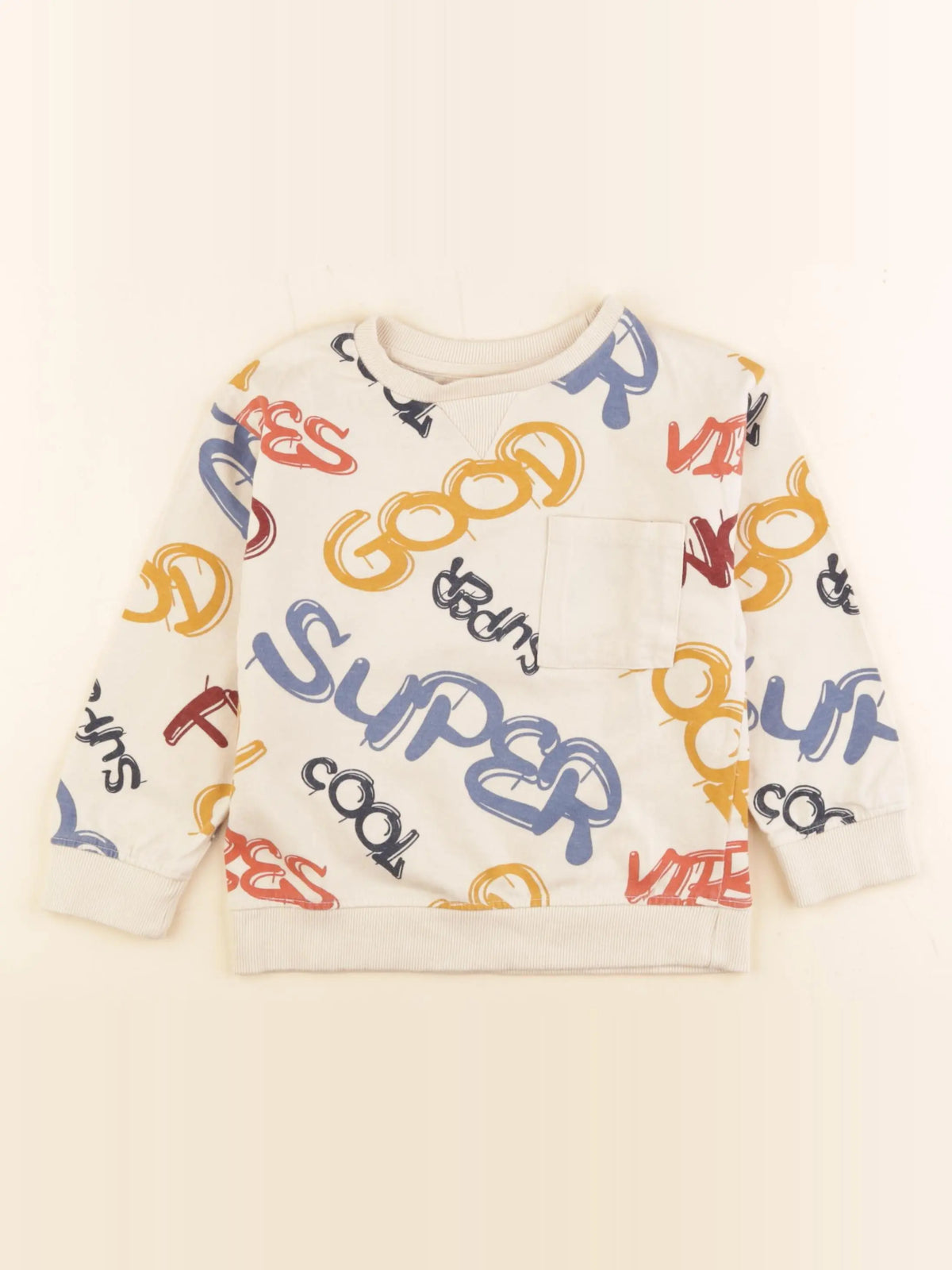 Vertbaudet - sweat beige, multicolore - 5 ans