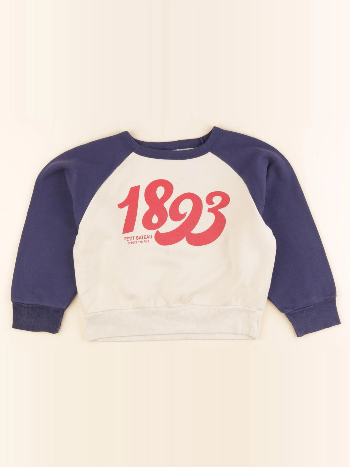 Petit Bateau - sweat beige, bleu - 6 ans