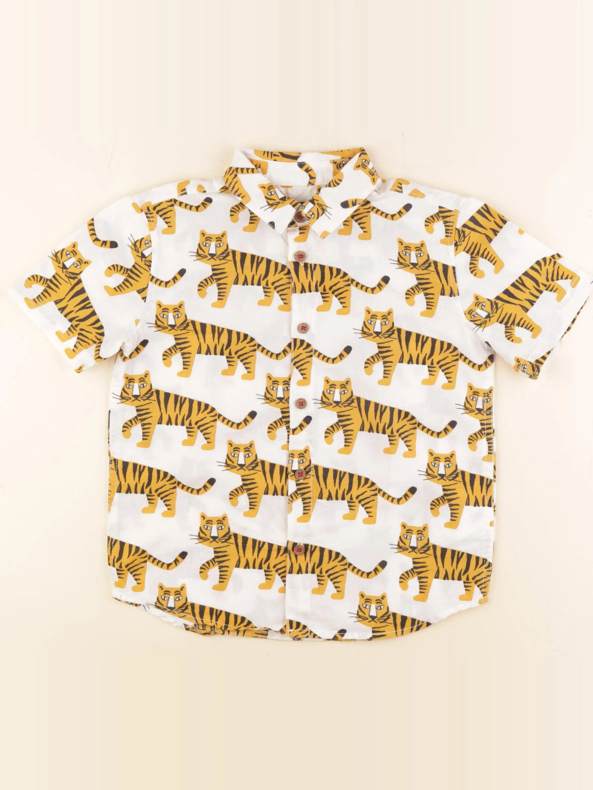 Monoprix - chemise beige, jaune - 8 ans