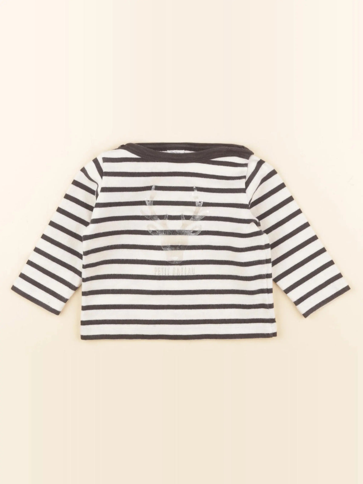 Petit Bateau - sweat blanc, bleu - 12 mois