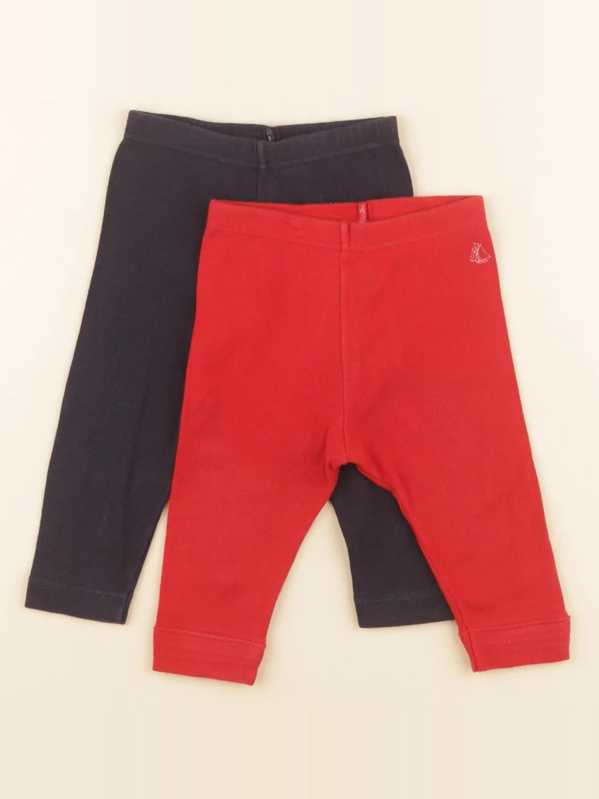 Petit Bateau - lot de 2 leggings rouge, bleu - 6 mois