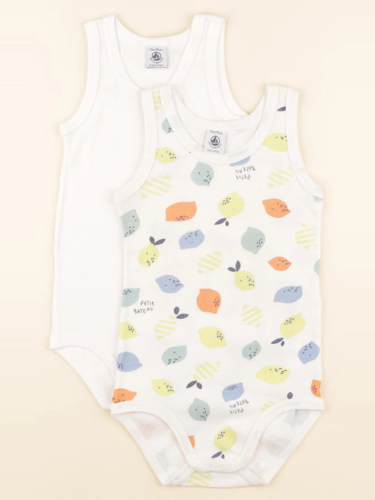 Petit Bateau - lot de 2 bodies en coton blanc - 36 mois