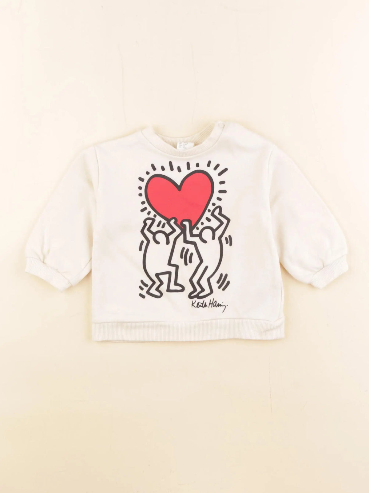 H&M - sweat blanc, rouge - 4/6 mois