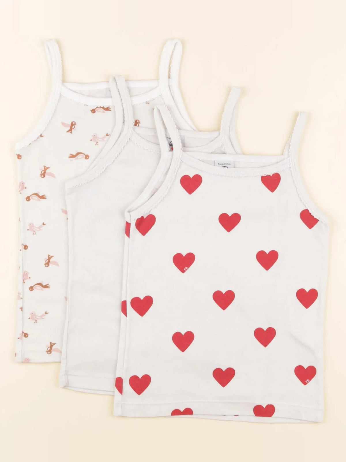 Petit Bateau - lot de 3 maillots de corps blanc - 5 ans