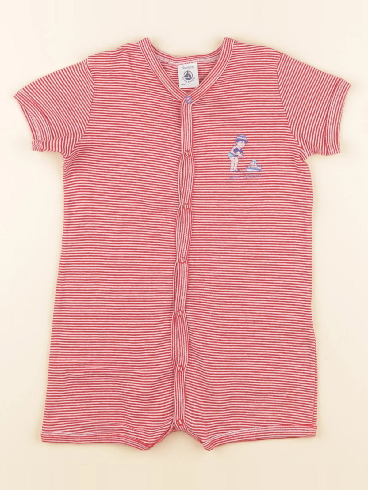 Petit Bateau - pyjama coton rouge - 24 mois
