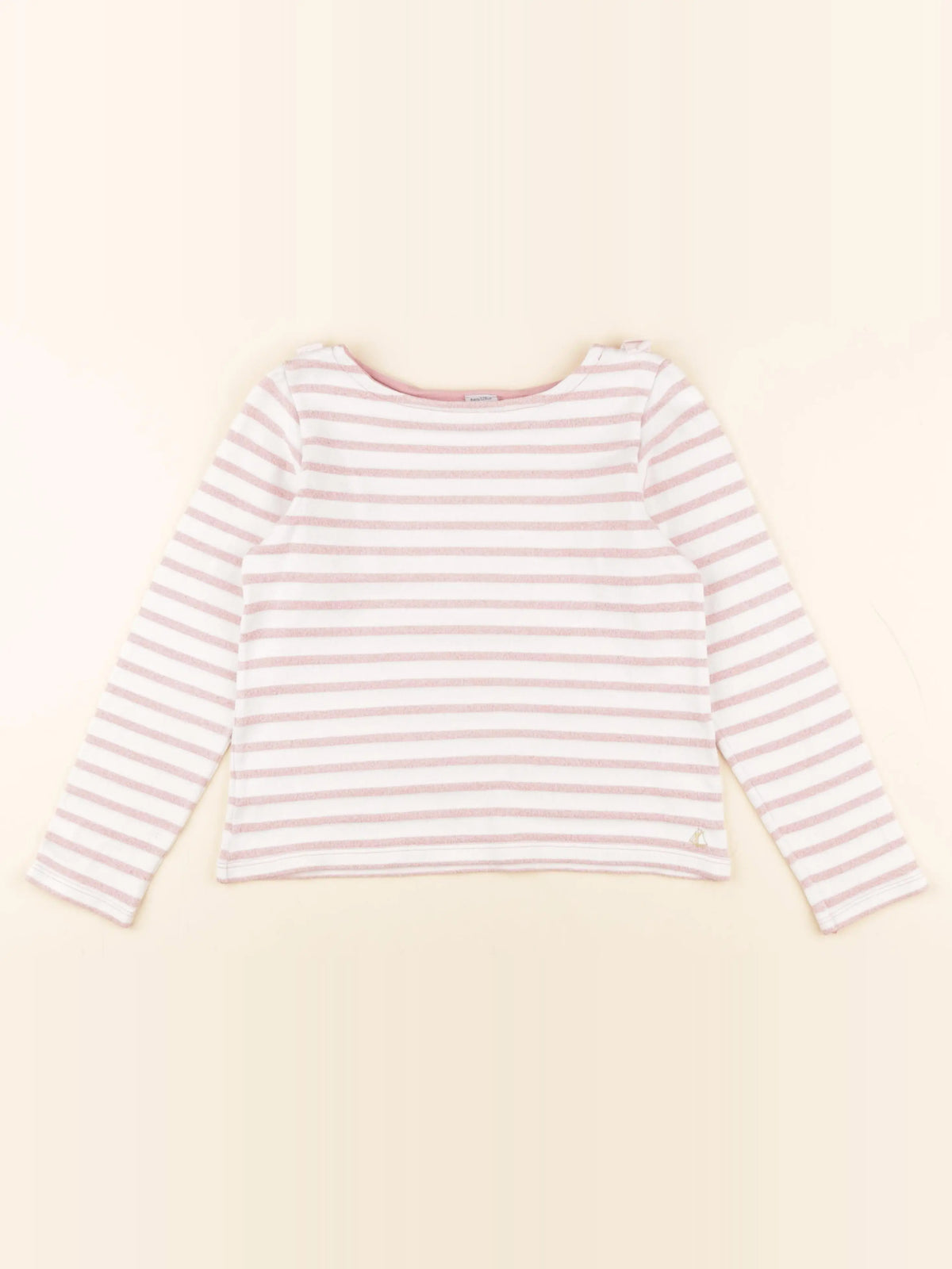 Petit Bateau - sweat blanc, rose - 8 ans