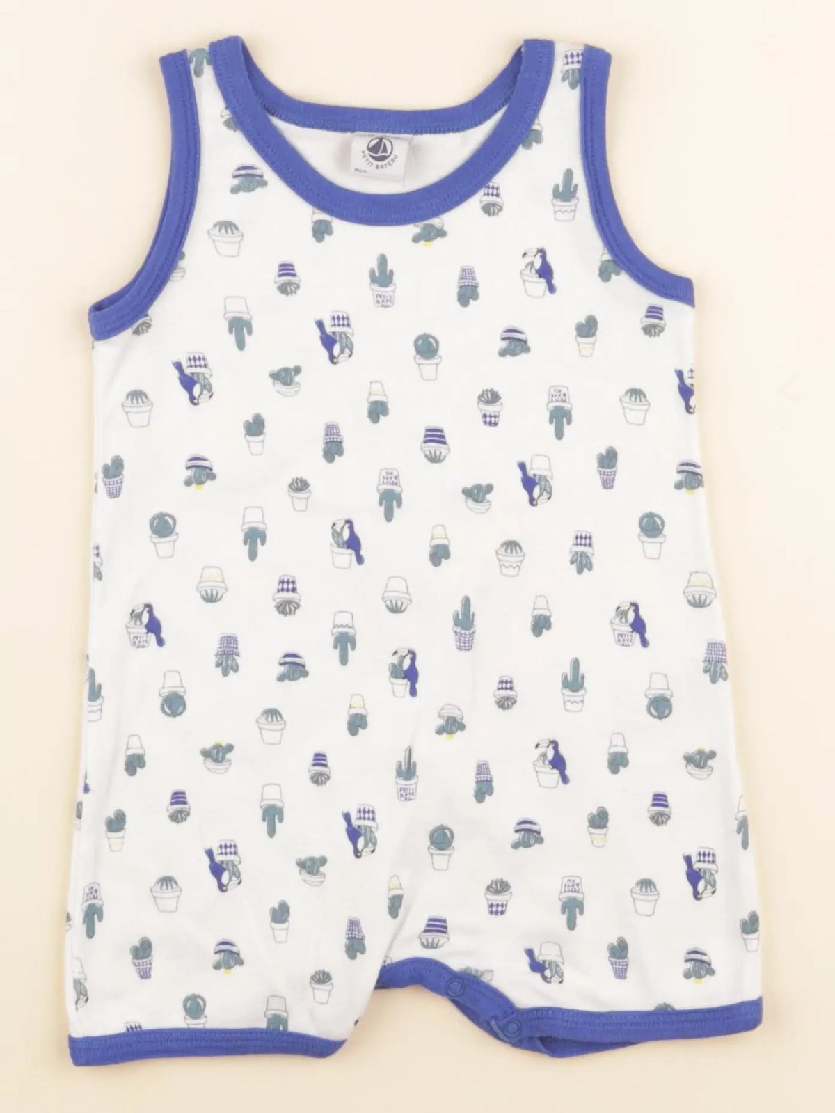 Petit Bateau - pyjama coton blanc - 12 mois
