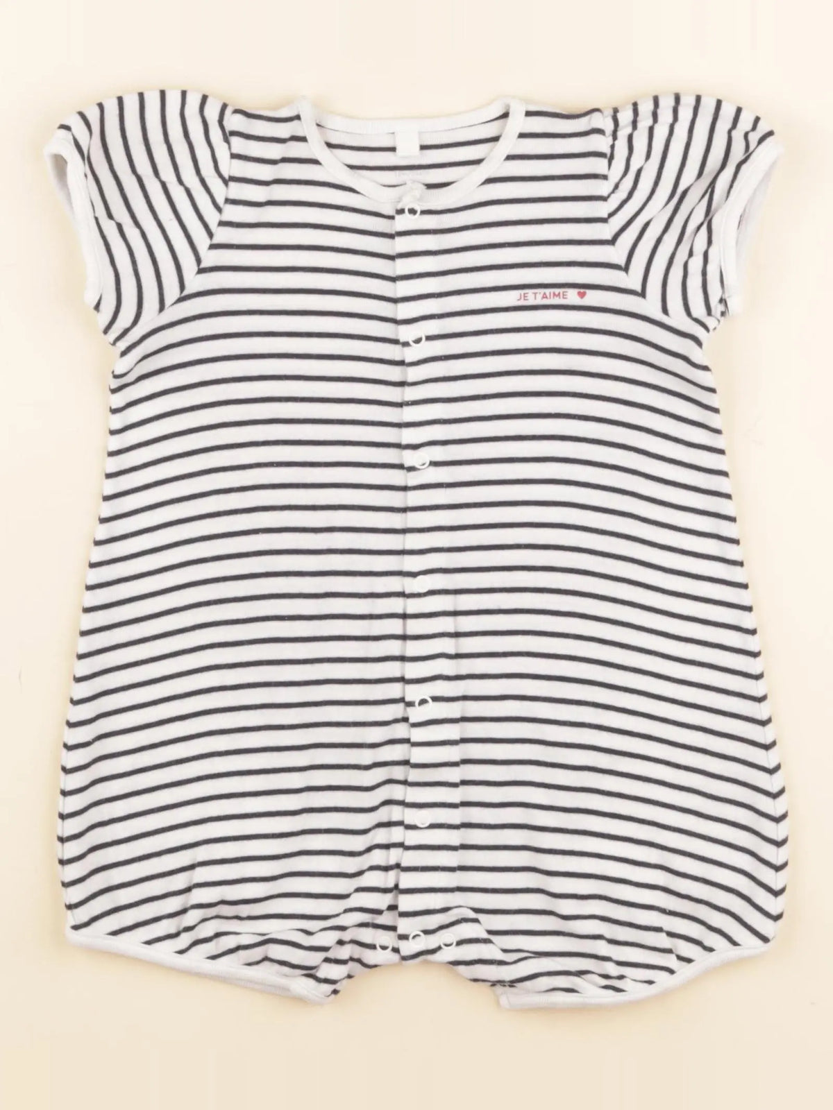 Petit Bateau - combinaison coton blanc, bleu - 12 mois