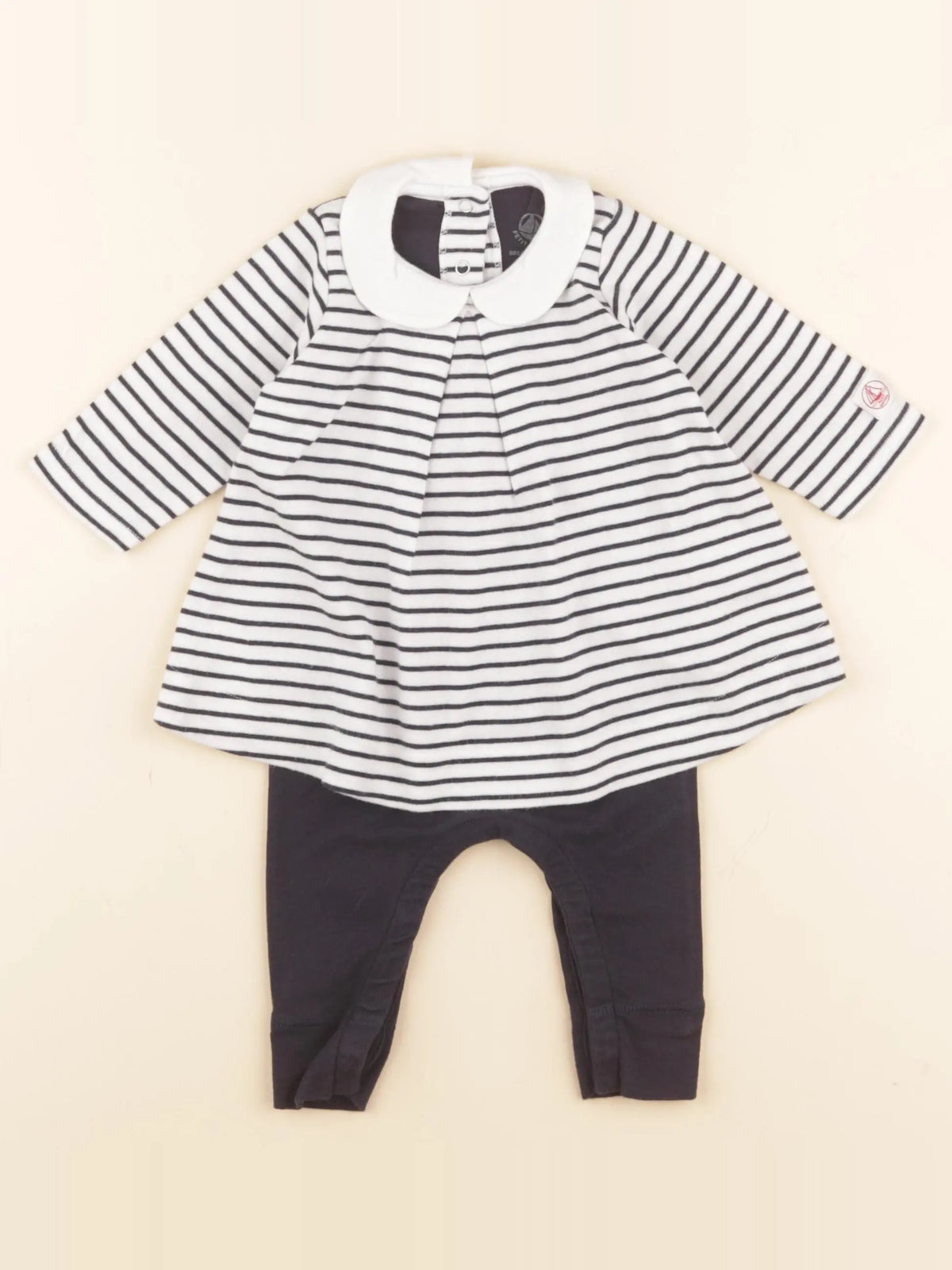 Petit Bateau - combinaison bleu, blanc - 3 mois