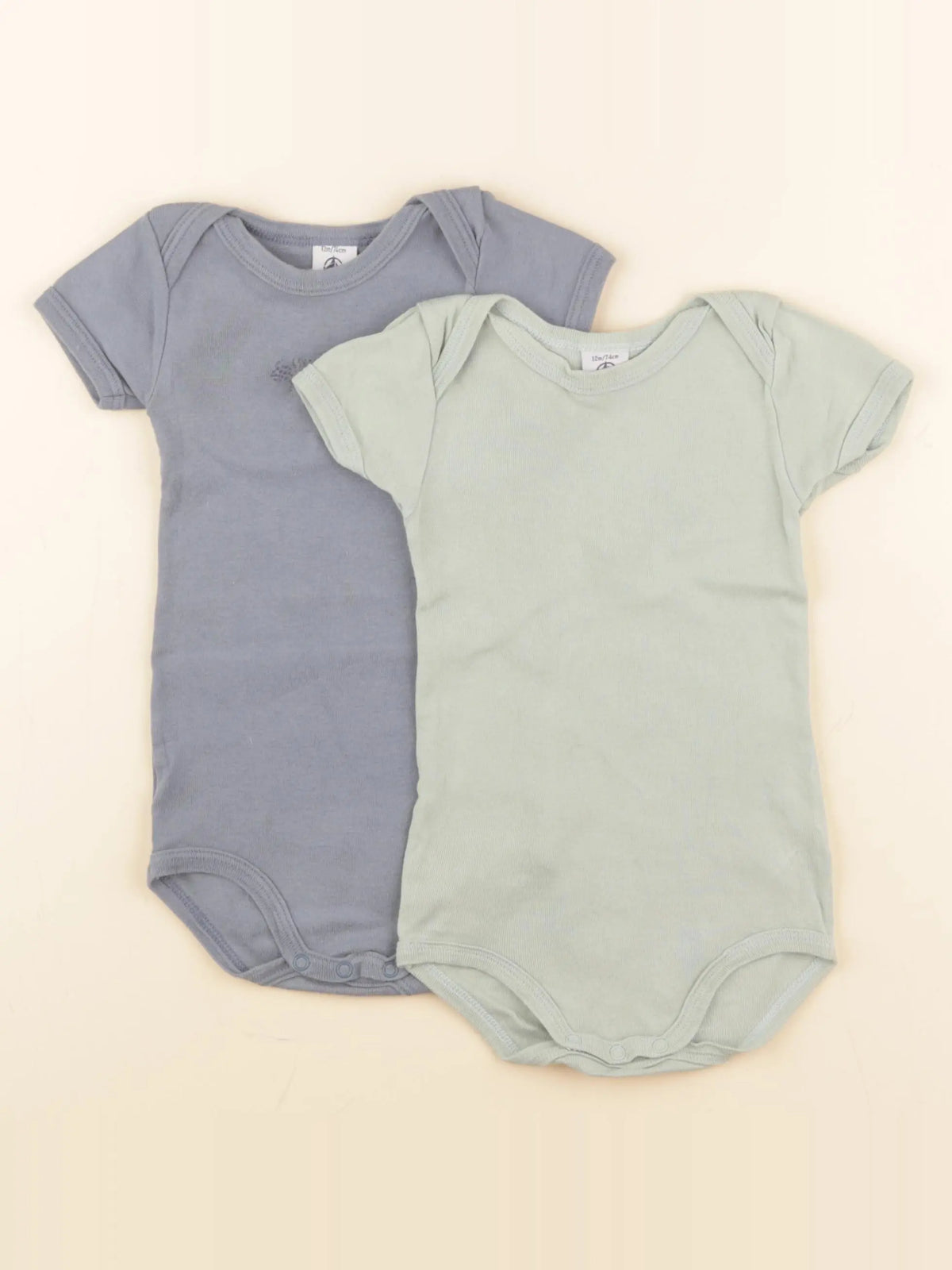 Petit Bateau - lot de 2 bodies en coton bleu, vert - 12 mois