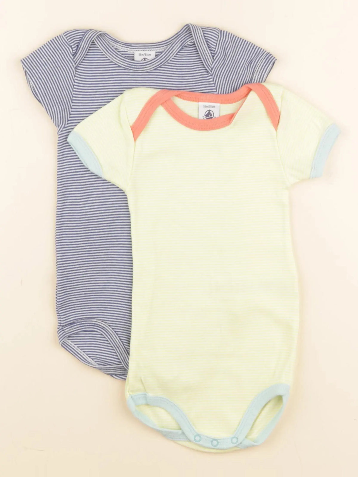 Petit Bateau - lot de 2 bodies en coton multicolore - 18 mois