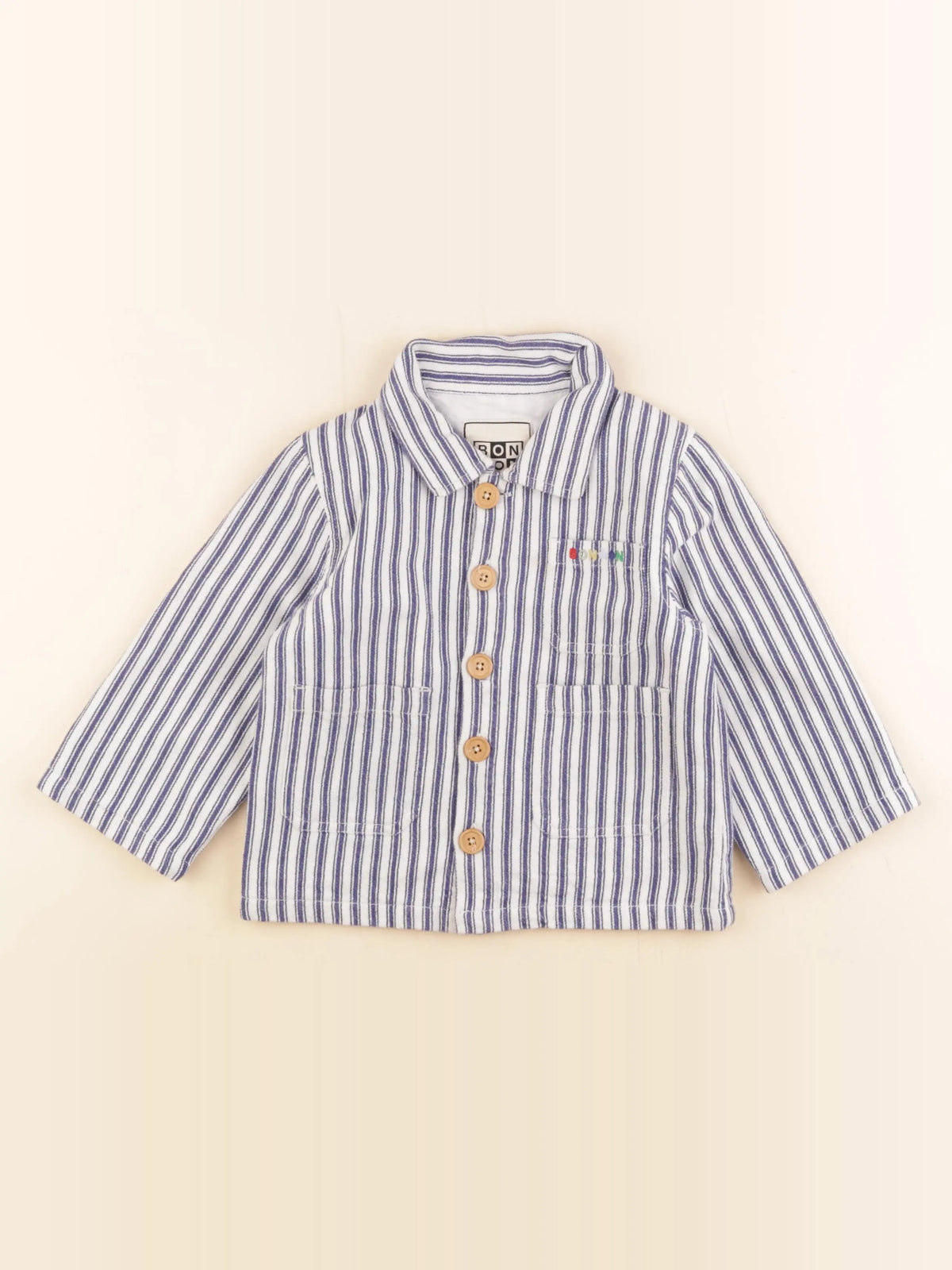 Bonton - veste bleu, blanc - 2 ans