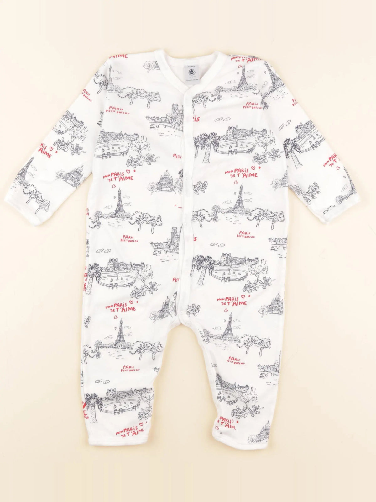Petit Bateau - pyjama coton bleu, blanc - 18 mois