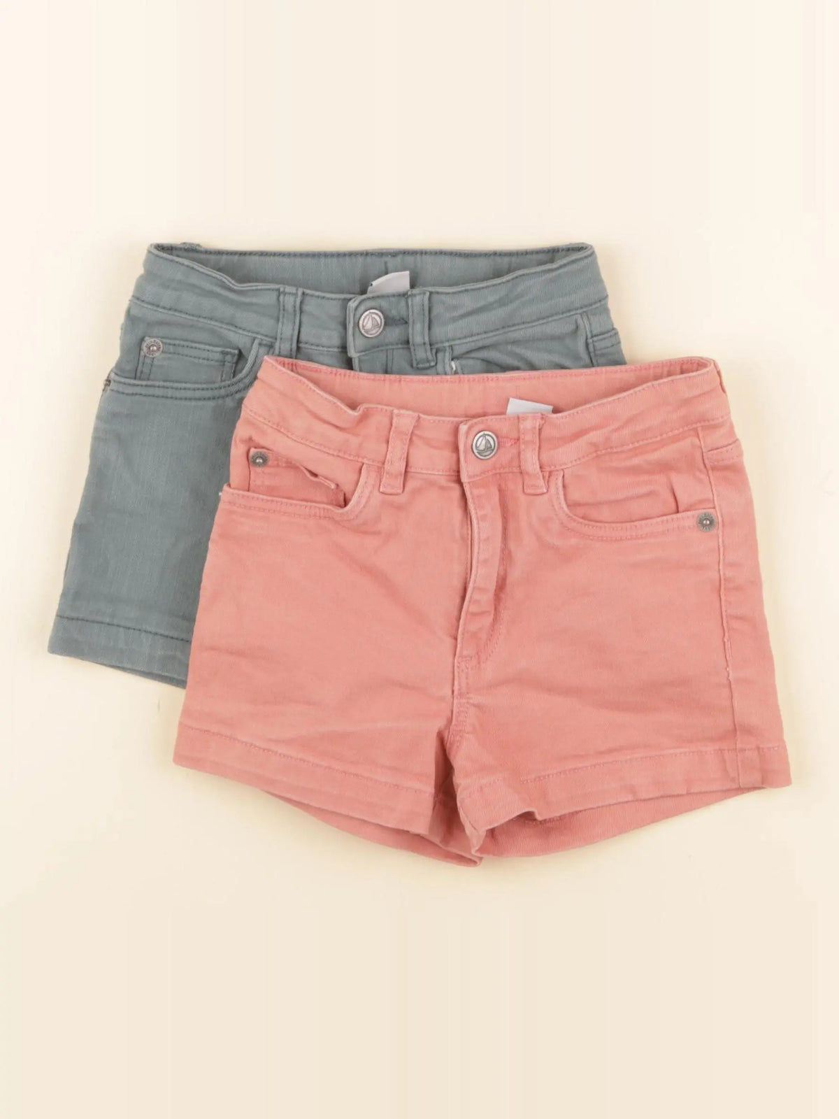 Petit Bateau - lot de 2 shorts vert, rose - 6 ans
