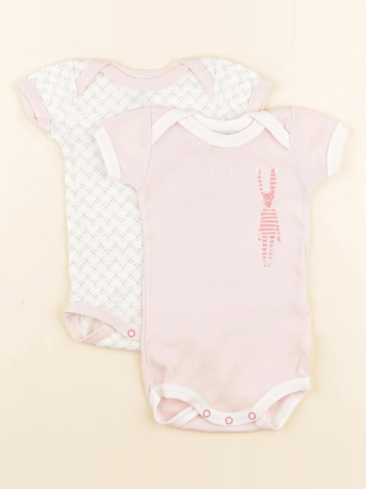 Petit Bateau - lot de 2 bodies en coton rose - 3 mois