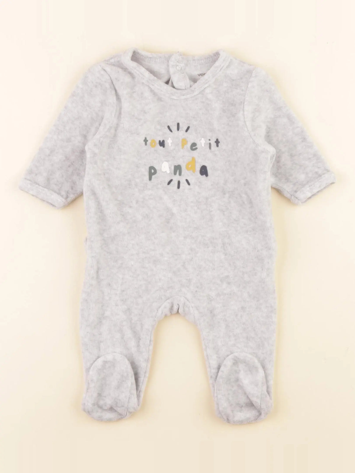 Vertbaudet - pyjama velours gris - 1 mois