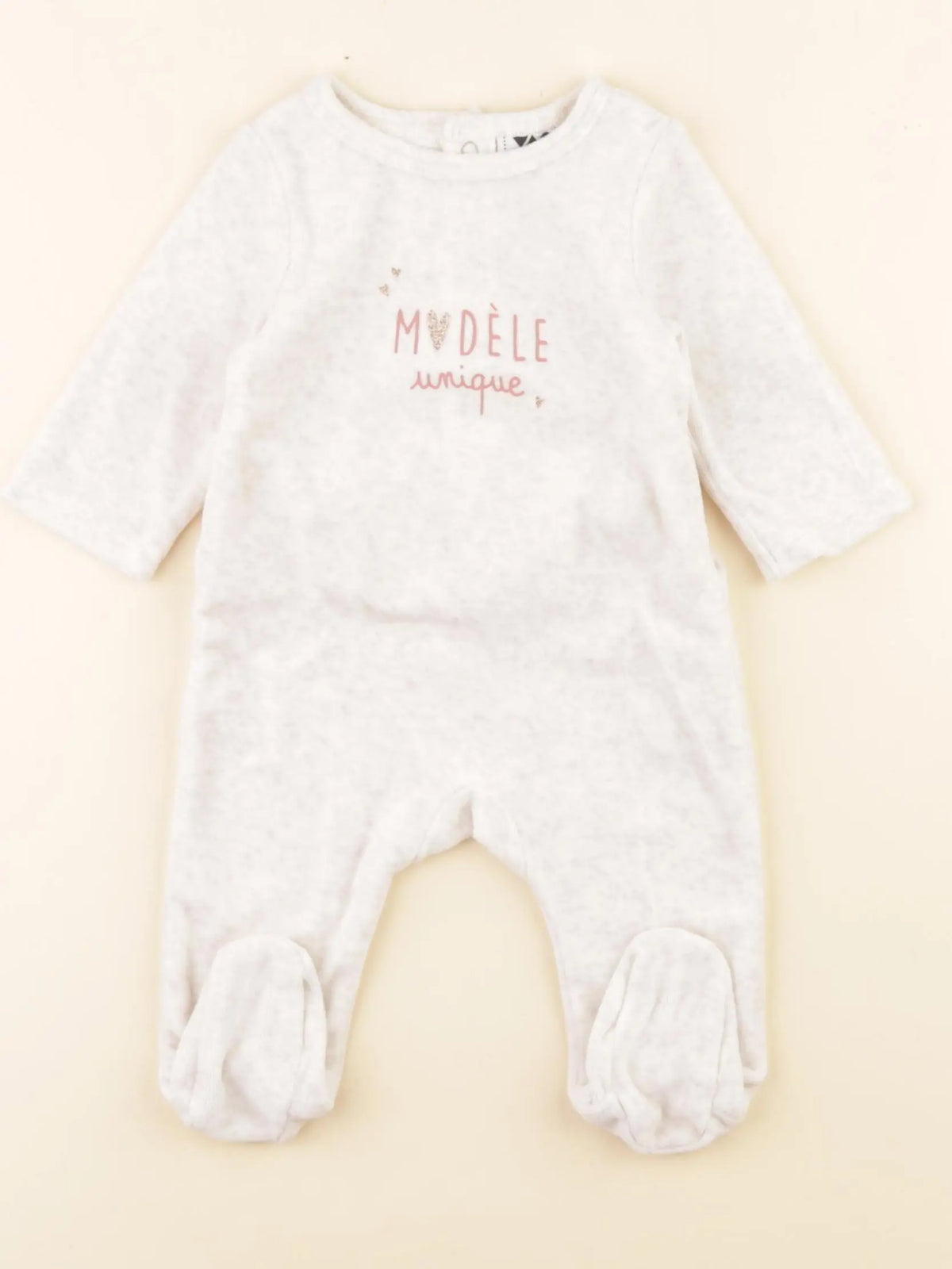 Tape à l'oeil - pyjama velours beige - 3 mois