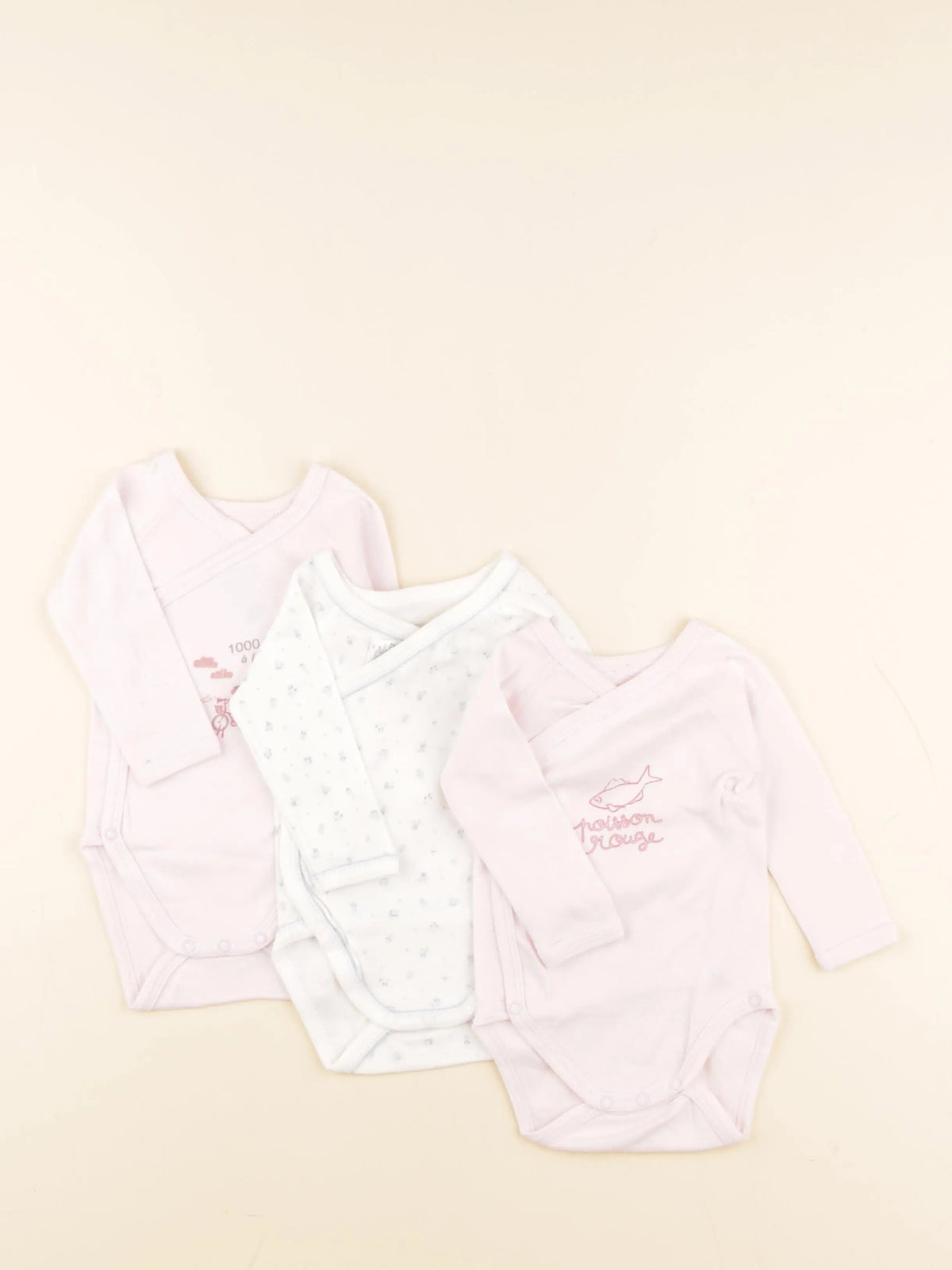 Petit Bateau - lot de 3 bodies en coton rose - 3 mois