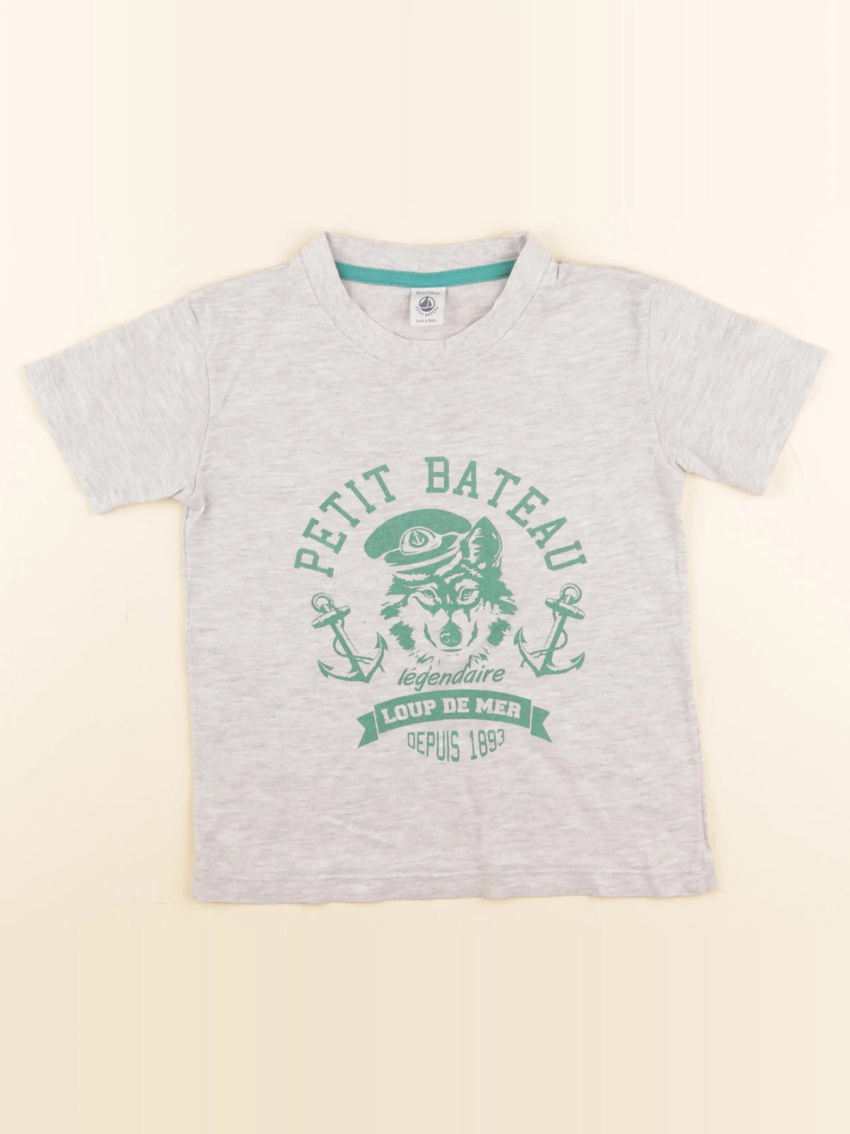 Petit Bateau - tee-shirt gris - 8 ans