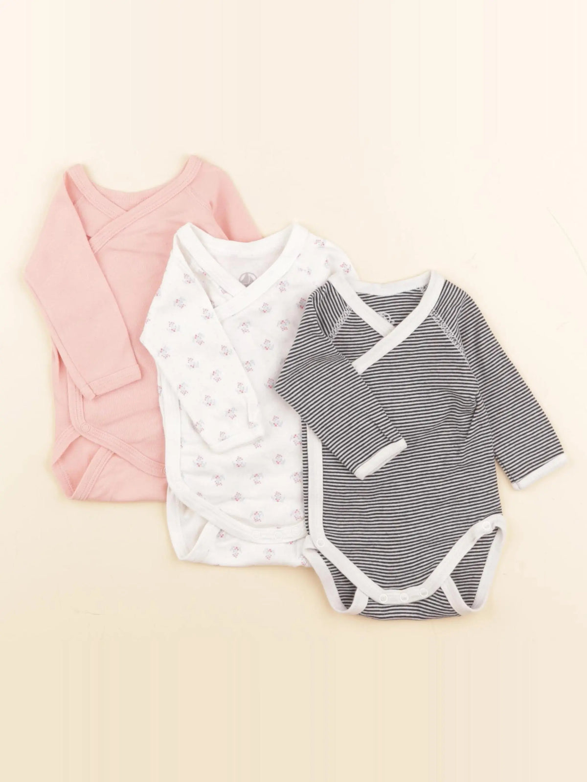 Petit Bateau - lot de 3 bodies en coton multicolore - 1 mois