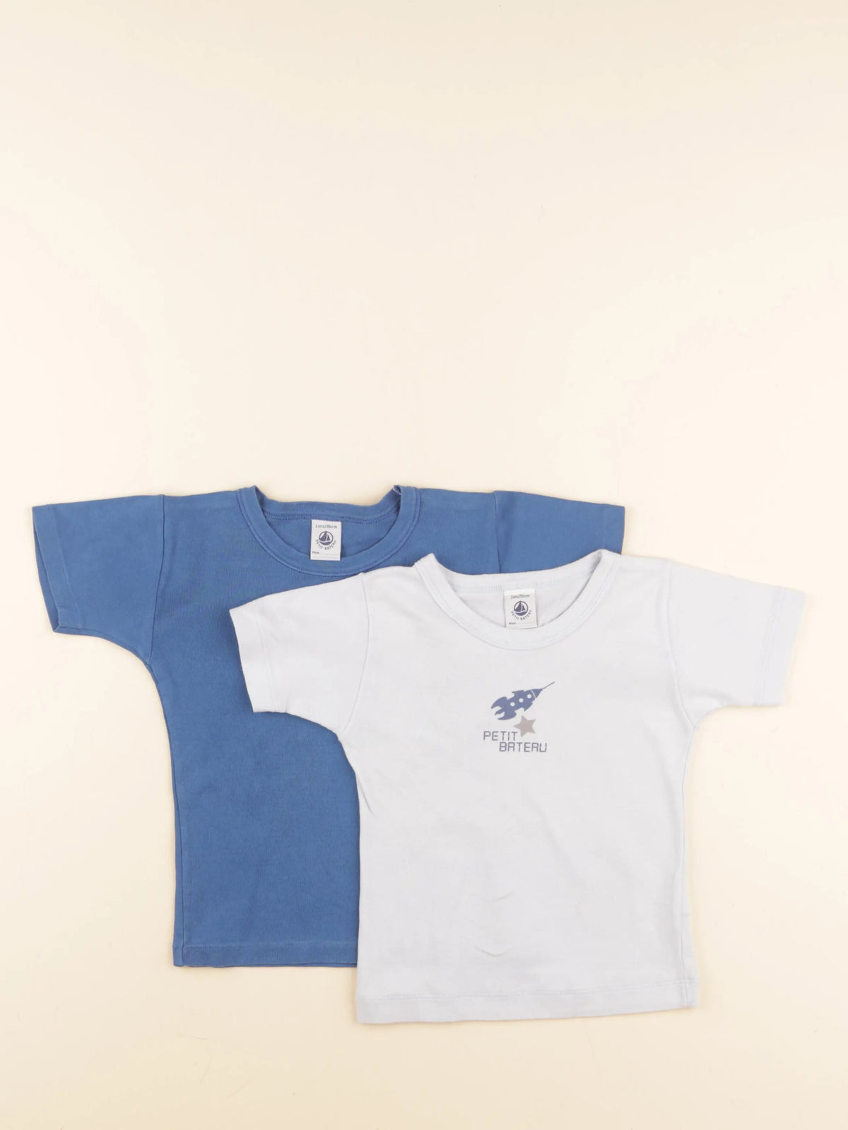 Petit Bateau - lot de 2 maillots de corps bleu - 2 ans