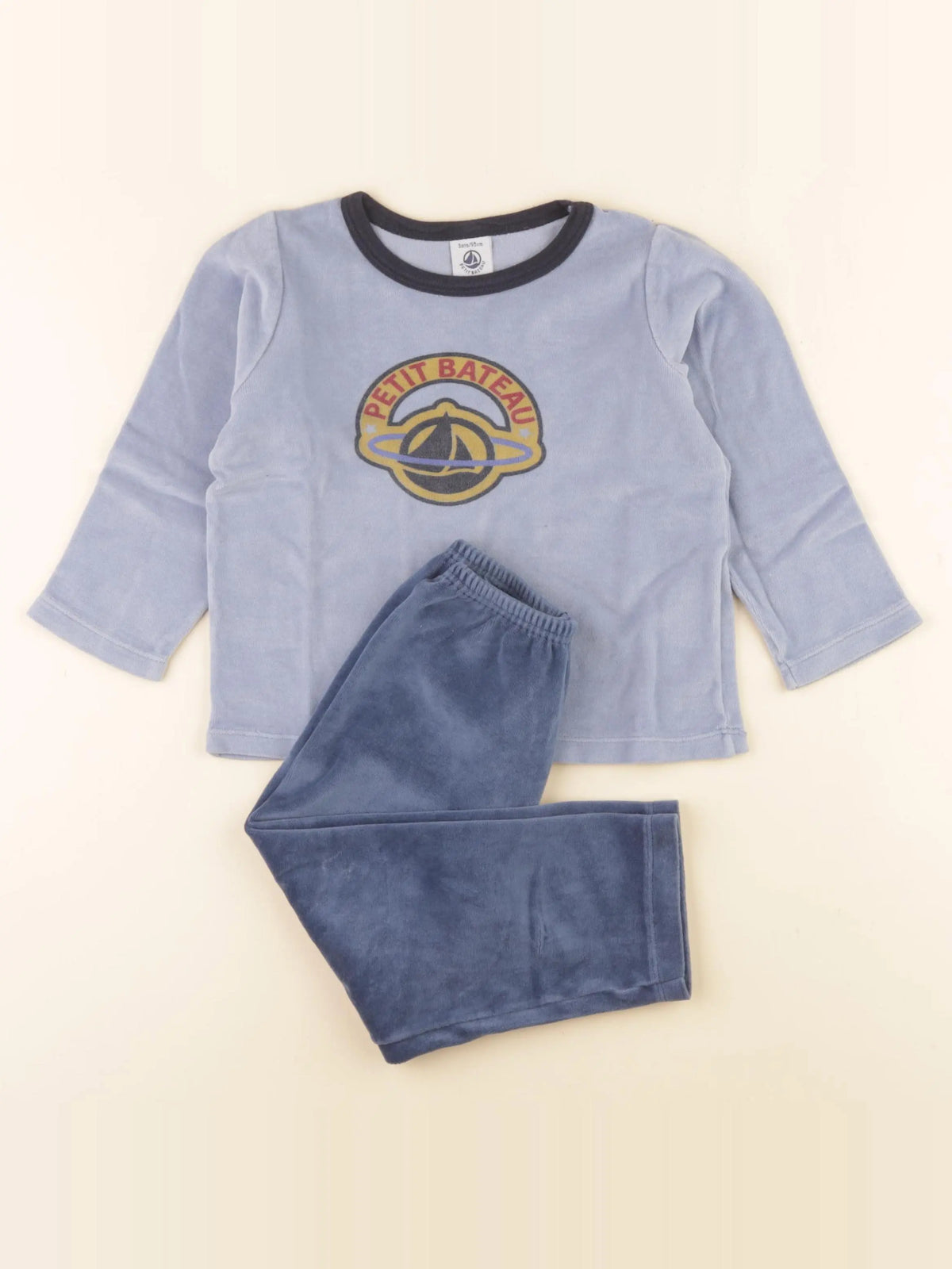 Petit Bateau - pyjama velours bleu - 3 ans
