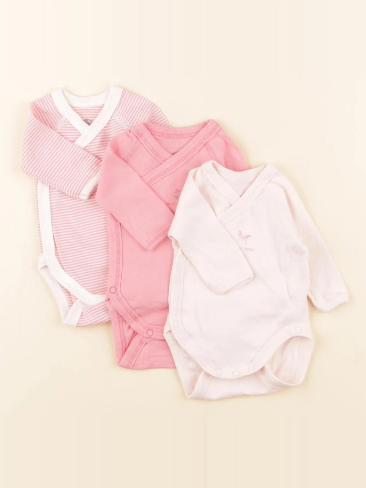 Petit Bateau - lot de 3 bodies en coton rose - Prématuré