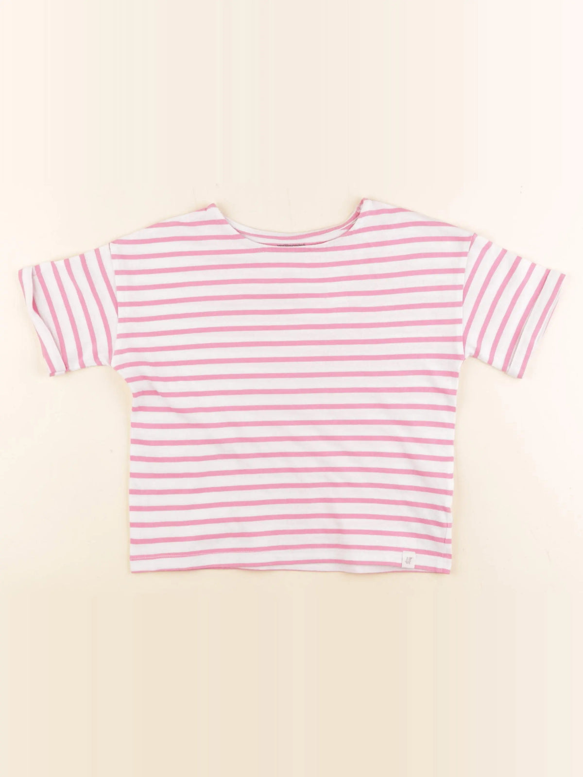 Vertbaudet - tee-shirt blanc, rose - 6 ans
