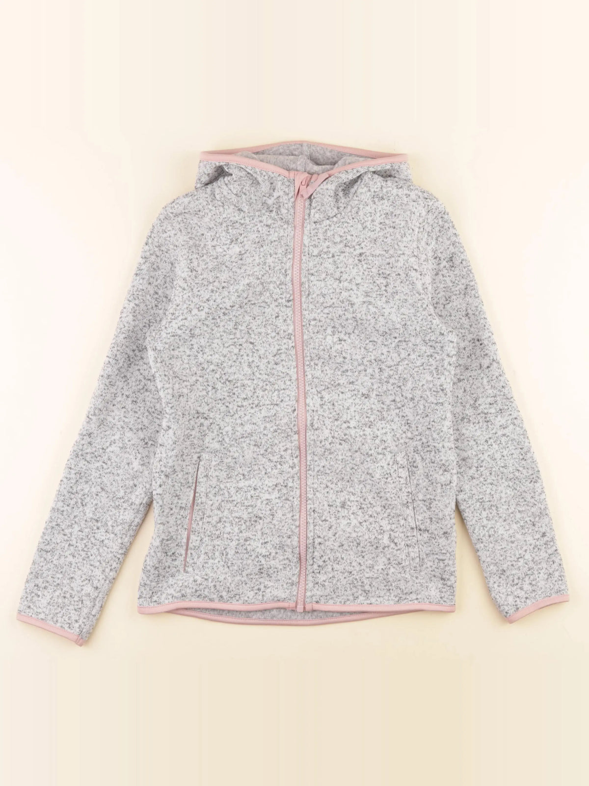 H&M - polaire gris, rose - 8/10 ans