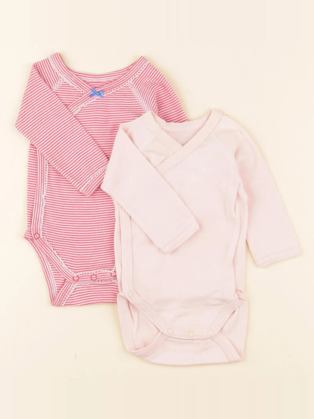 Petit Bateau - lot de 2 bodies en coton rose - 1 mois