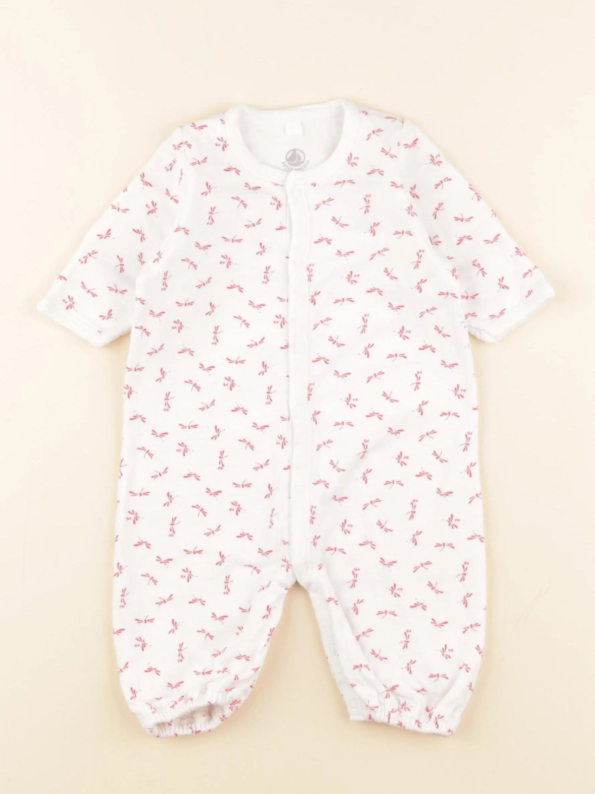 Petit Bateau - pyjama coton blanc, rose - 1 mois