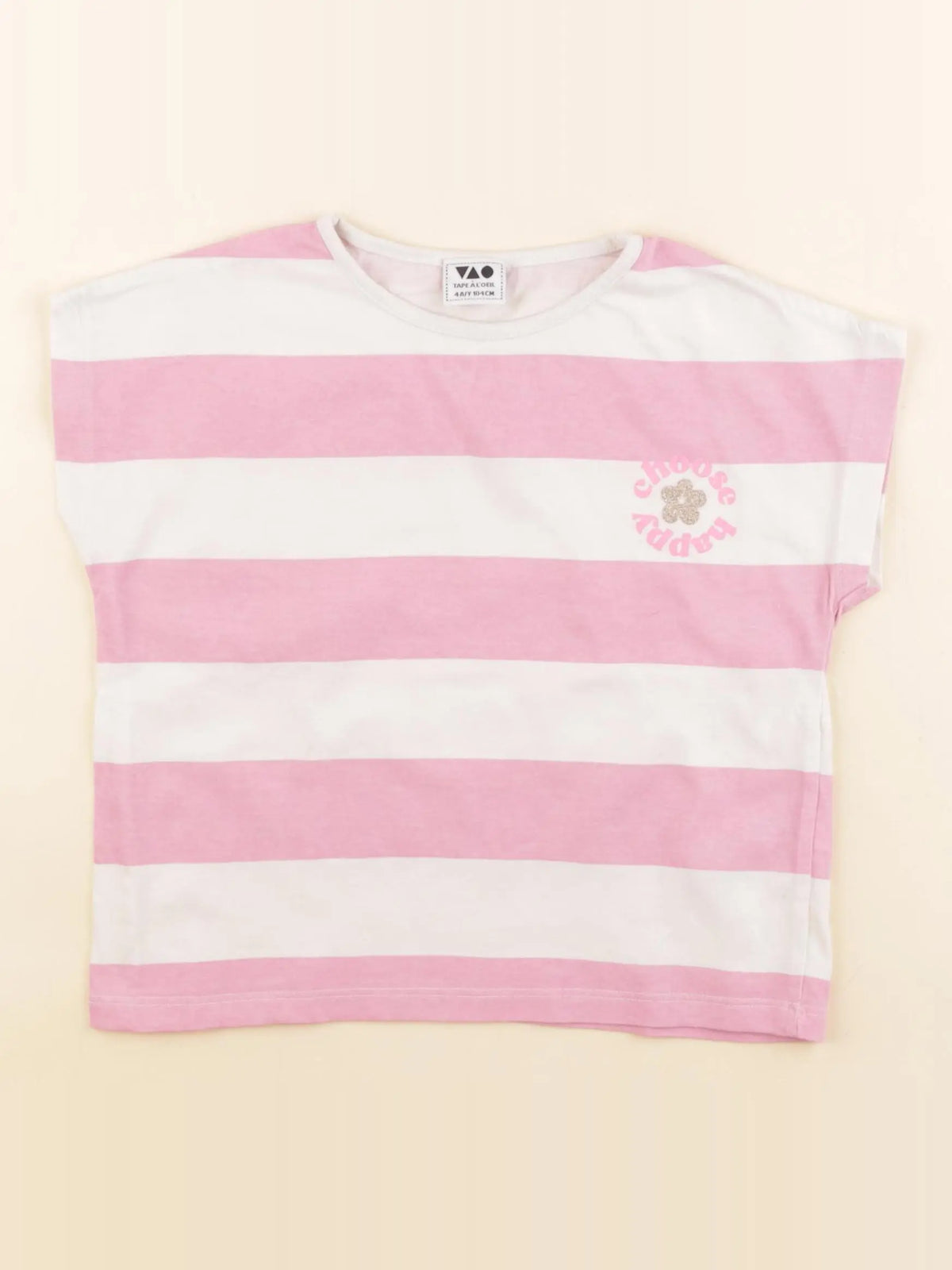 Tape à l'oeil - tee-shirt blanc, rose - 4 ans