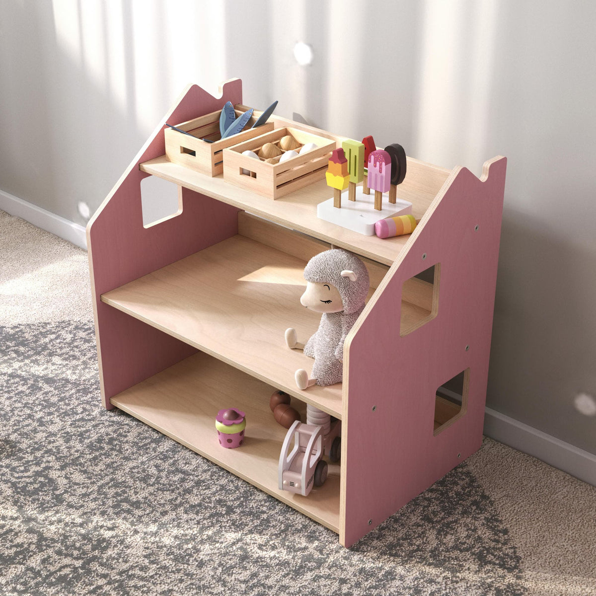 Étagère à jouets - Couleur bleu clair / rose
