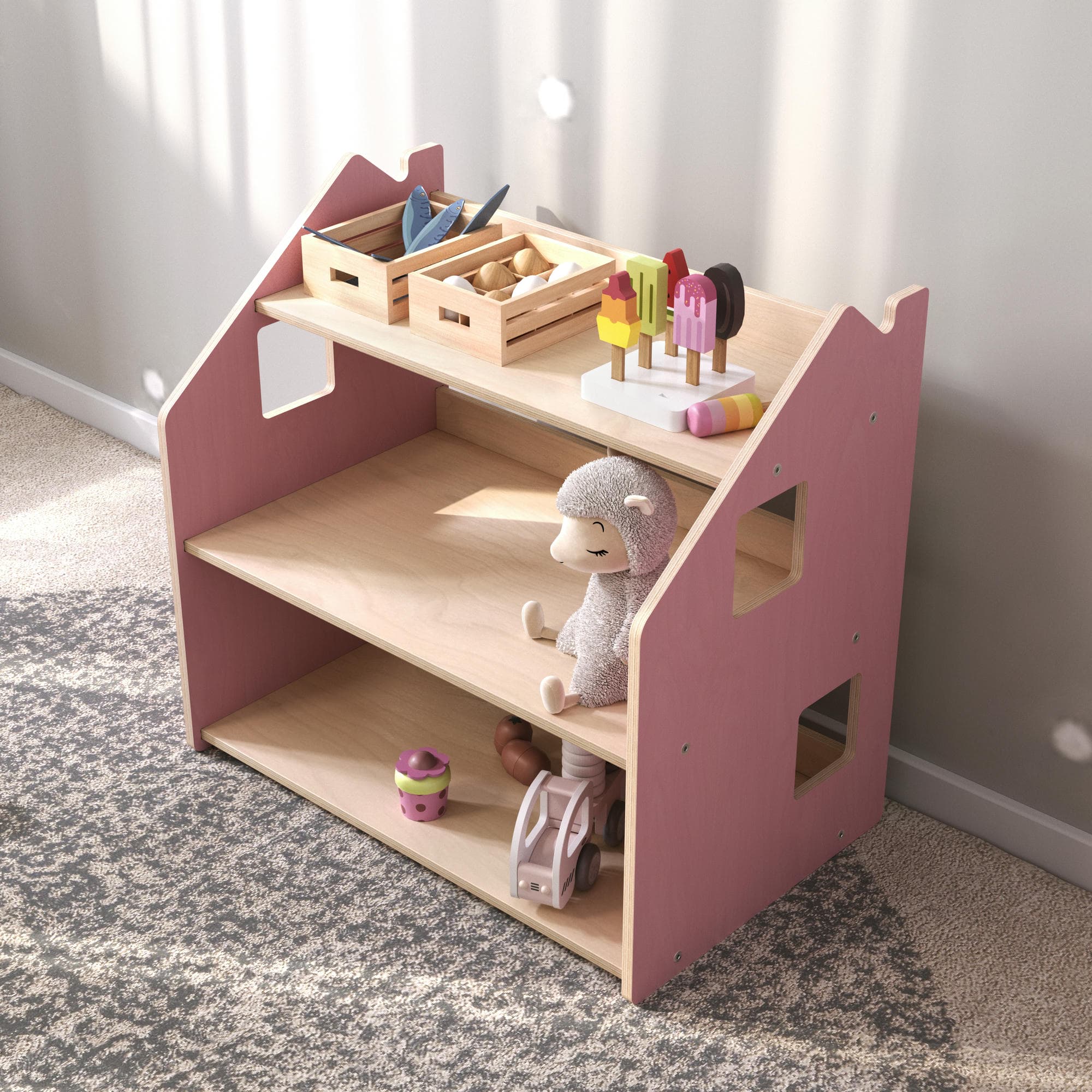 Étagère à jouets - Couleur bleu clair / rose