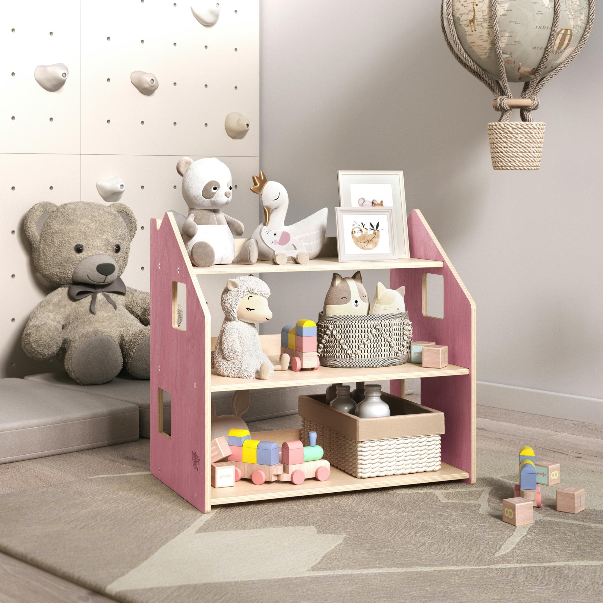 Étagère à jouets - Couleur bleu clair / rose