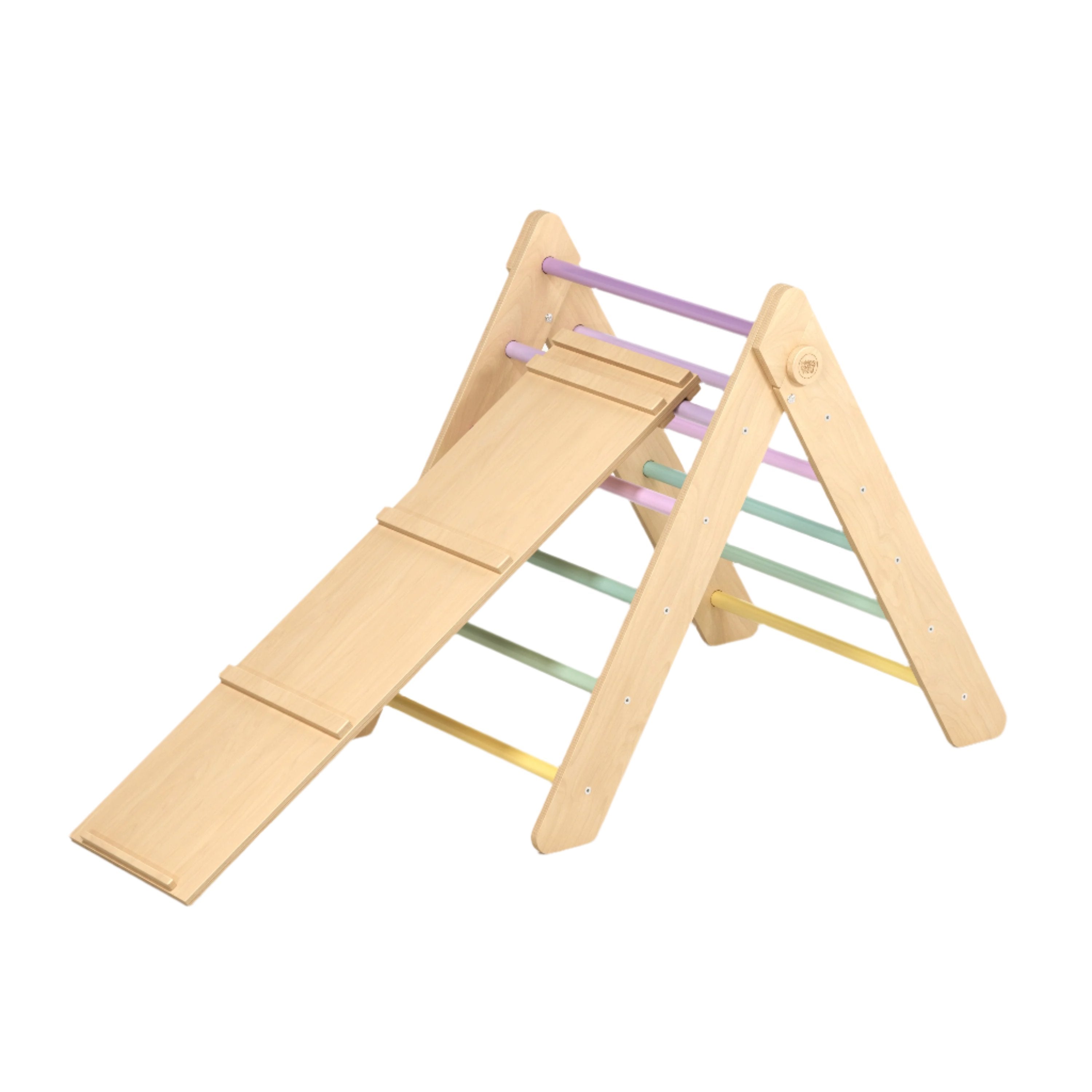 Ensemble - Triangle de Pikler et un grand toboggan à double face