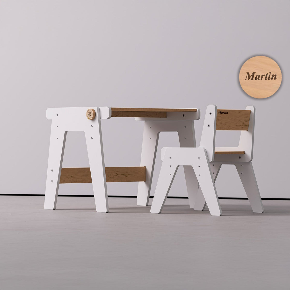 Ensemble - table et chaise évolutives pour jeunes enfants - blanche
