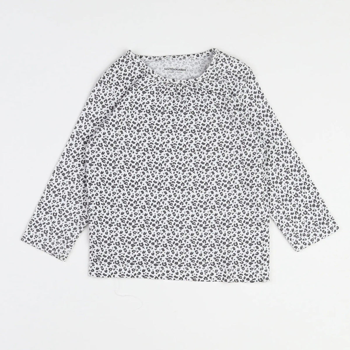 Vertbaudet - tee-shirt blanc, gris - 9 mois